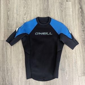 O'Neill Hammer Jacket Short Sleeve 1mm Crew Neoprene Jacket - Black/Blue Youth M